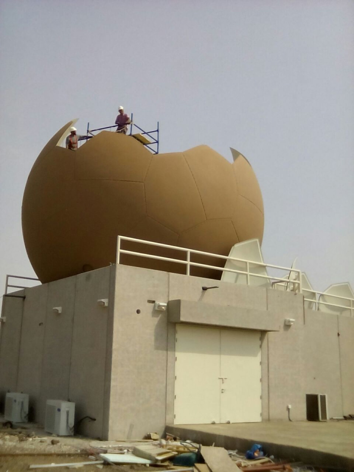 Radar radome maintenance in progress