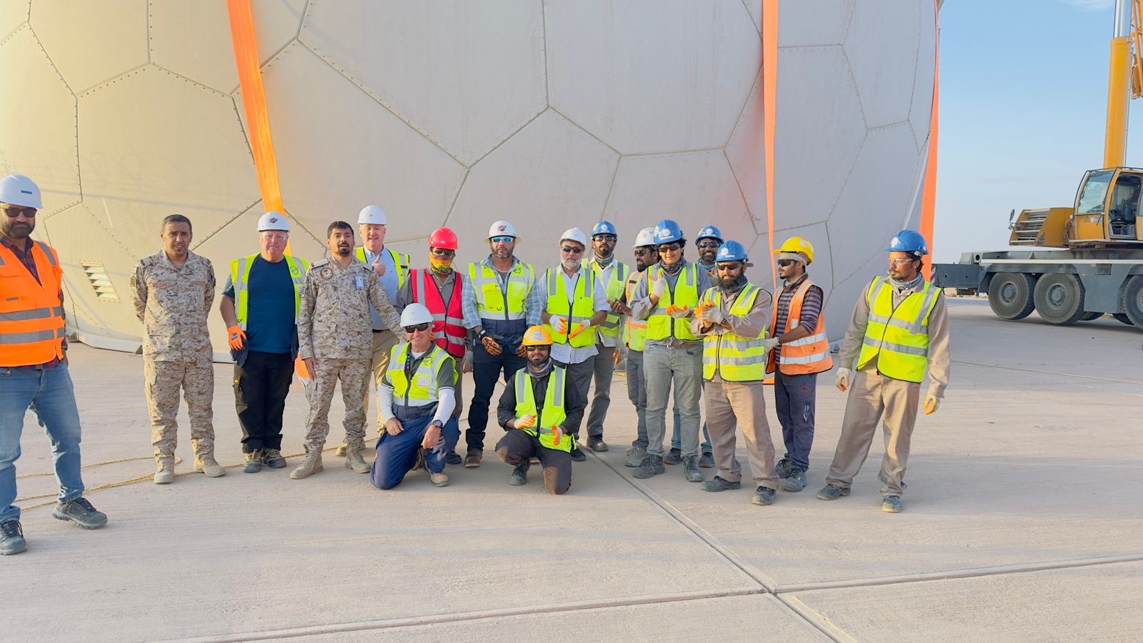 Saudi and international field team at a radar relocation site